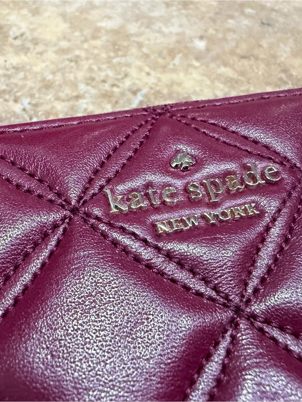 kate spade Quilted Leather Wallet - Wine